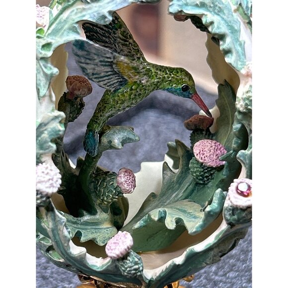 House Of Faberge Hummingbird Egg "Jewels In The Garden" W/Stand By Franklin Mint - Picture 6 of 11